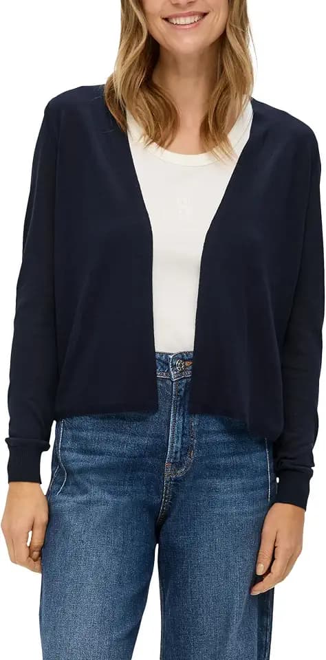 s.Oliver Strickjacke aus Viskose-Stretch mit Rippbündchen