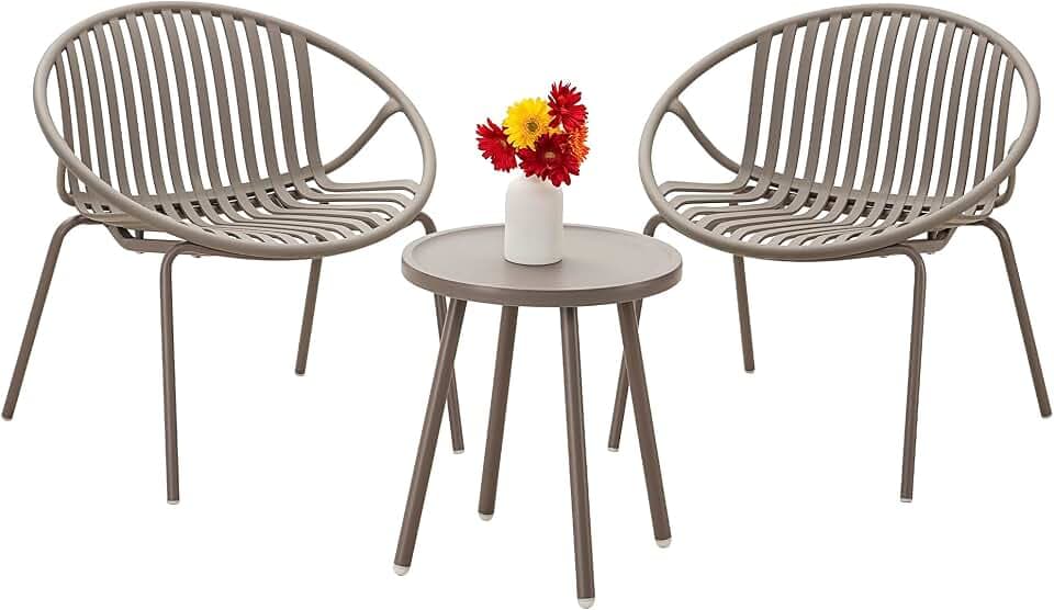 Werph 3-Piece Outdoor Bistro Table and Chairs Set for Backyard & Deck, Grey