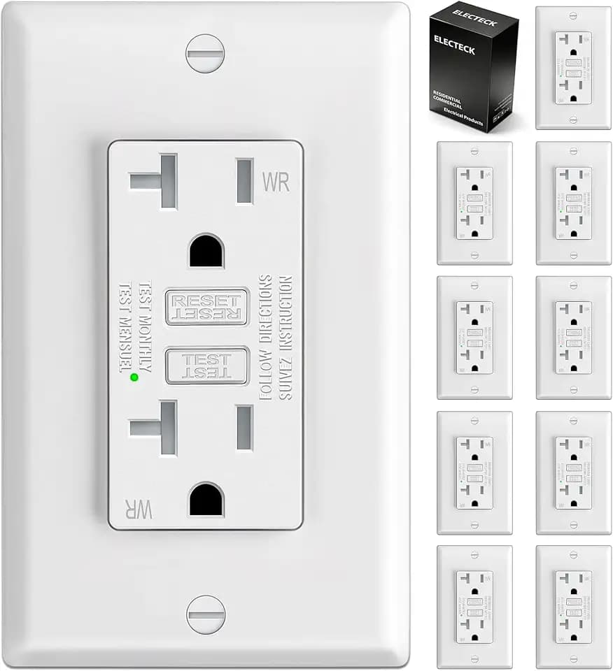 ELECTECK 10 Pack GFCI Outlets 20 Amp, Weather Resistant GFI, ETL Listed