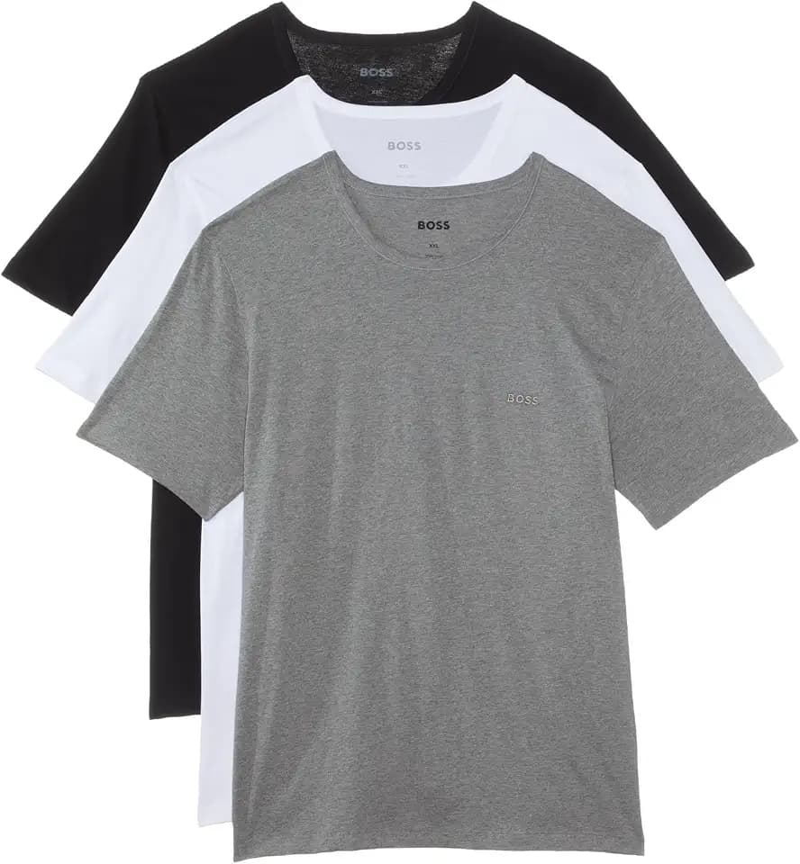 BOSS Men's Logo Embroidered Cotton Tee 3 Pack