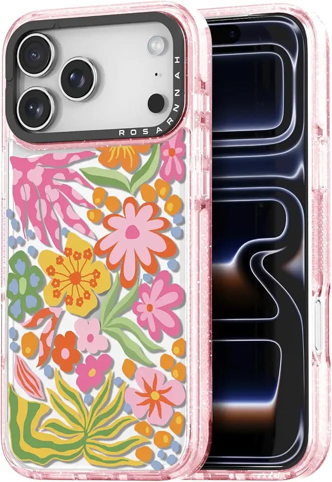 Rosarnnah for iPhone 17 Pro Case Aesthetic Pink, Passion Flower