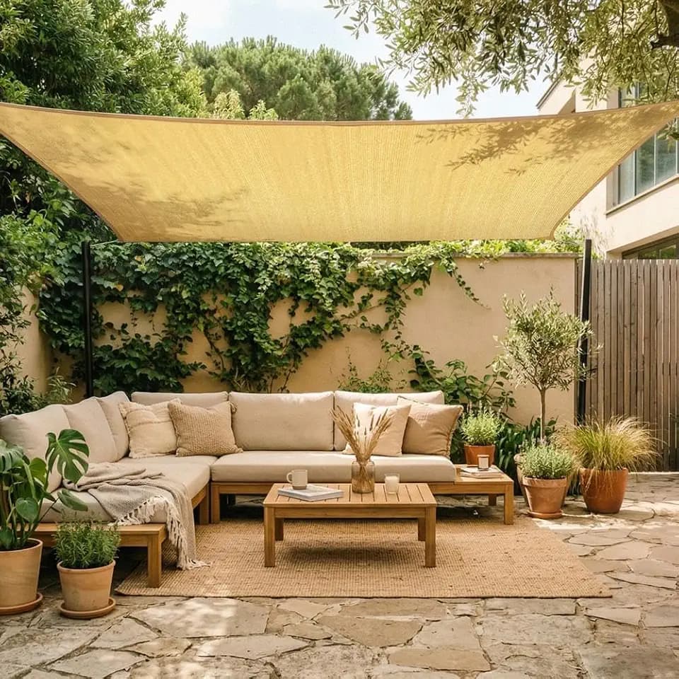 Amgo 10' x 16' Beige Rectangle Sun Shade Sail 95% UV Block for Backyard