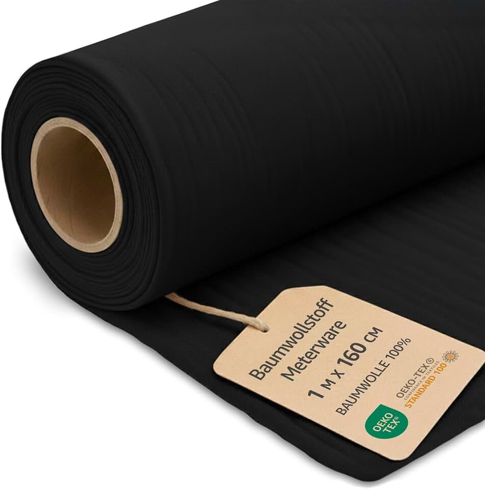 Baumwollstoff Meterware 1 M - Stoff aus Baumwolle Stoffe zum Nähen Nähstoffe Baumwollstoffe Schwarz