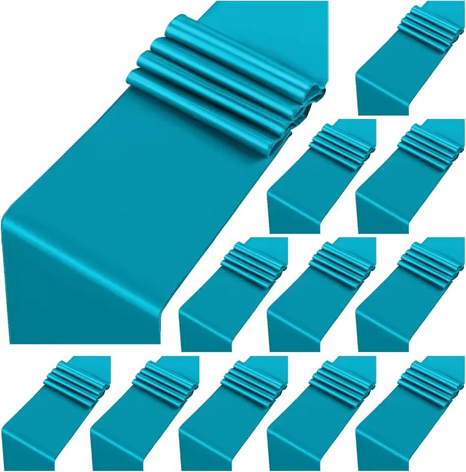 12 Pack Turquoise Table Runner 12x108inch Long Satin Table Runner