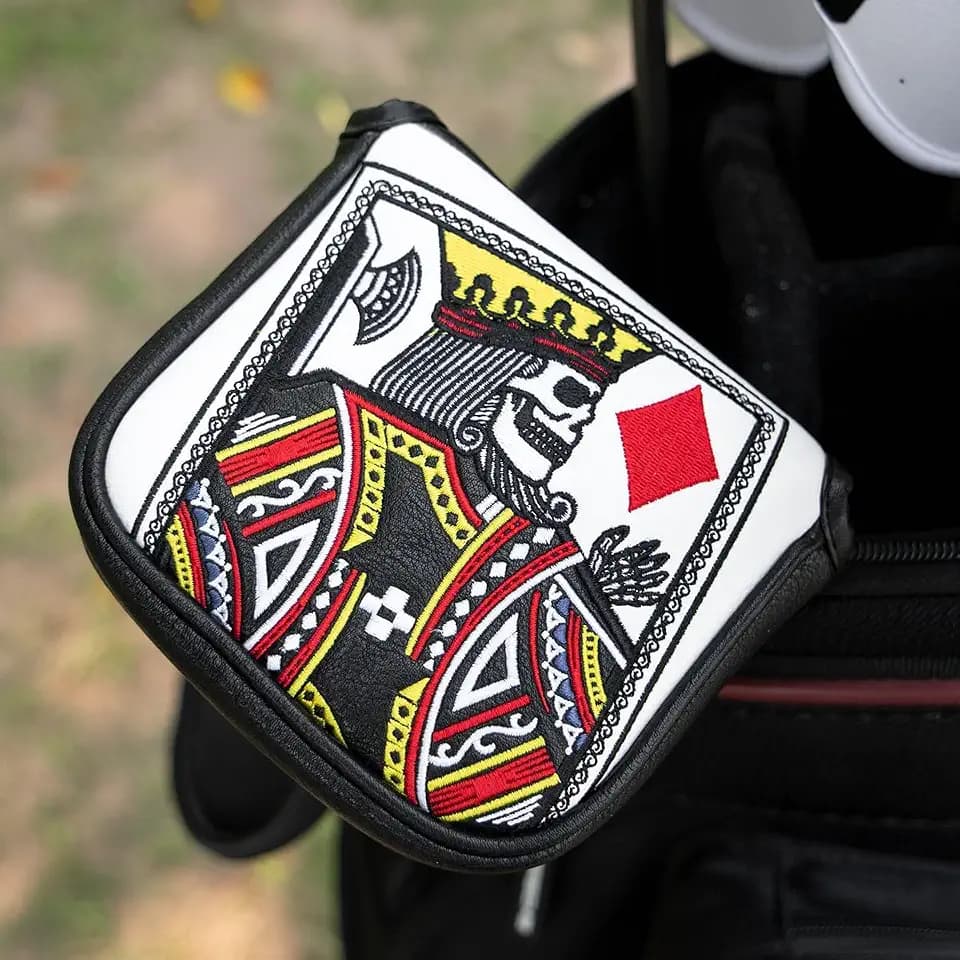Golf Club Covers Poker Diamond King Driver Cover Fariway Wood Headcover 3 Hybrid Head Covers Blade Putter Cover Mallet Putter Haedcovers with Magnetic Closure for Most Brand
