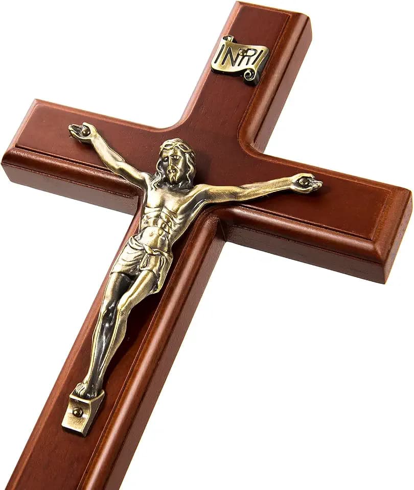 SISSIDA Wooden Crucifix Wall Cross, Catholic Crucifix, 12 Inch Wall Decor