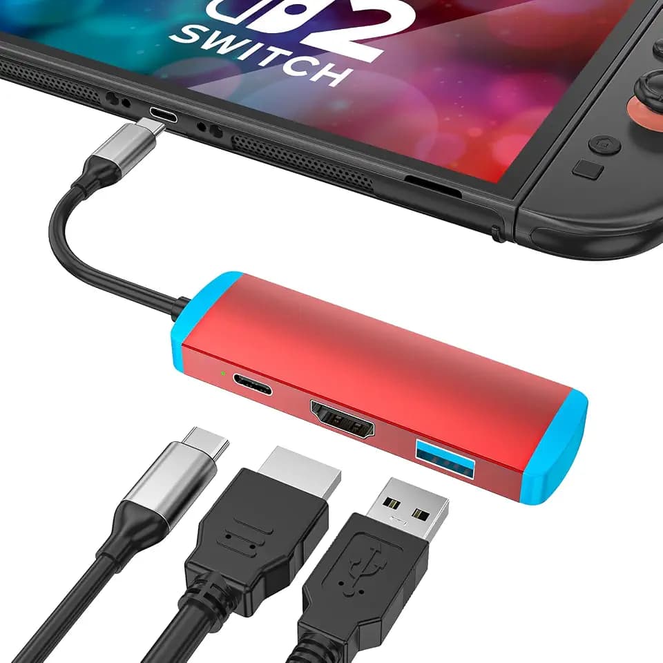 USB C to HDMI Adapter for Switch 2,USB C Docking Station with 4K@60Hz HDMI Port/Type-C PD Port/USB 3.0 Port,Replacement for Official Switch 2/Switch/Switch OLED/Steam Deck/Steam Deck OLED Dock