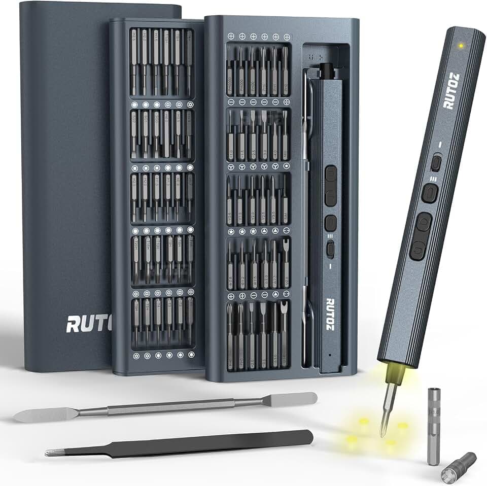 Elektrischer Schraubendreher Torx T5/T6/T8/T9/T10 Triwing Y00/Y000 Pentalobe P2/P5 für iPhone/MacBook/Computer/Laptop, kabelloses Reparaturwerkzeug-Set mit Pinzette für Xbox/PS4/Joycon/Switch,Brillen