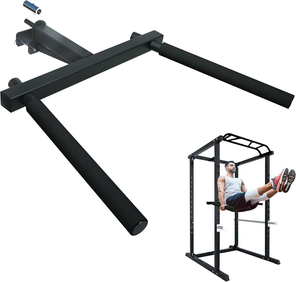 Upgraded-Dip Bar Attachment for 2"x2" Squat Rack, Heavy Duty Power Rack Attachment with 5/8" or 1" Hole, Weight Rack Accessories for Strength Training, Chest, Triceps & Shoulder Workouts, Support 800 LBS