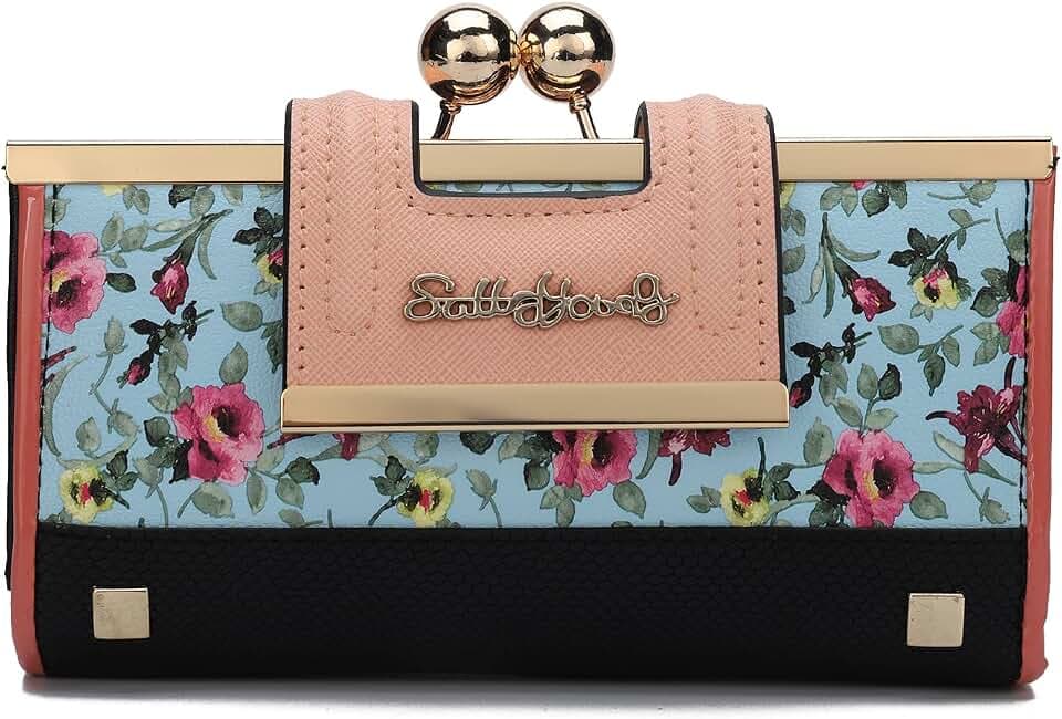 Gladdon Lady Women Retro Purses Floral Butterfly Pattern Buckle Wallets Card Holder Bag Gifts