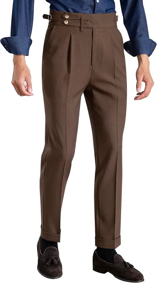 Men's Classic Gurkha Naples Italian Old Money Style Dress Pants