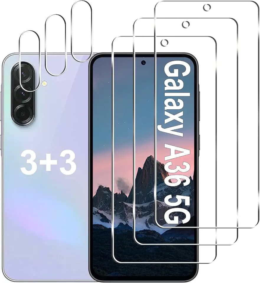 3+3 Pack for Samsung Galaxy A36 5G Screen Protector + Camera Lens Protector