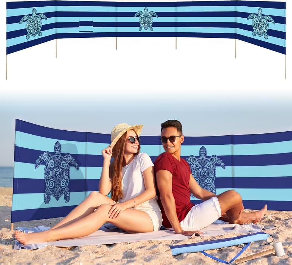 Cinnvoice 20 ft Beach Wind Blocker, Beach Wind Screen Set, Turtle