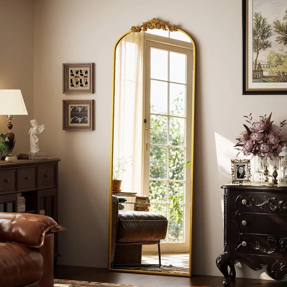 Easly 21"X56" Full Length Mirror Vintage, Gold Arch Mirror for Home Decor