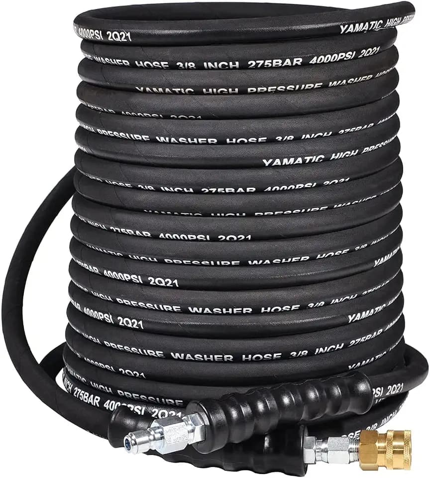 YAMATIC Pressure Washer Hose 3/8" x 50 FT, 4000 PSI, Swivel Quick Connect