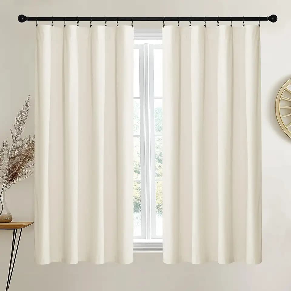 NICETOWN Ivory White Velvet Curtains 63 inch Long, 52" W x 63" L, 2 Panels