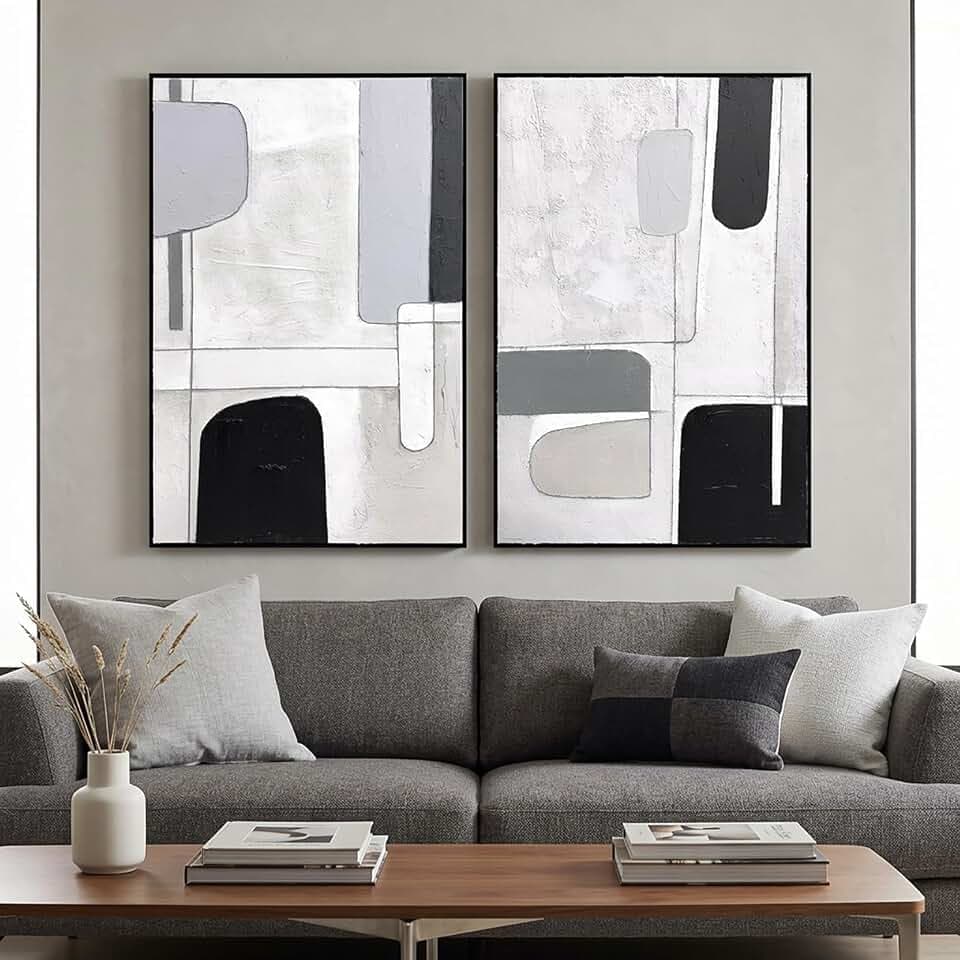 SAFERRYHOME Abstract Textured Hand Painted Wall Art,3D Textured, 24"x36"x2