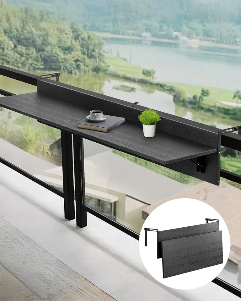 VEVOR Balkontisch, 1220x300mm, klappbarer Balkonhängetisch, Klapptisch für den Außenbereich, 22 kg Tragkraft, passend für Geländer von 2,54 bis 10,92 cm, Serviertisch für Terrasse und Deck