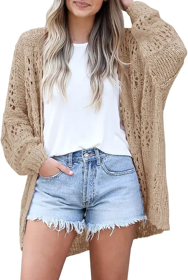 Mafulus Women's Crochet Cardigan Sweaters Lightweight Summer Kimono