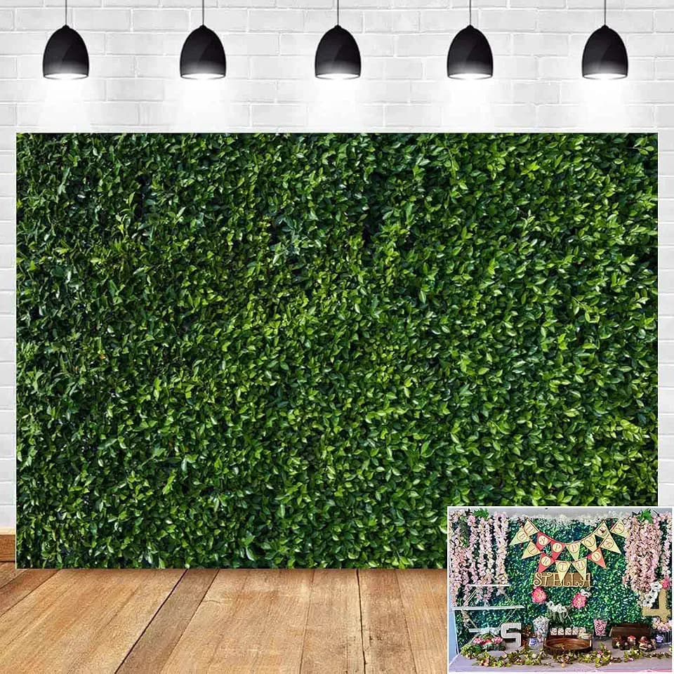Art Studio 117inch x 93inch Green Leaves Photography Backdrops Spring Nature Party Decoration Outdoorsy Theme Newborn Baby Shower Backdrop Wedding Photo Background Studio Props Booth Vinyl