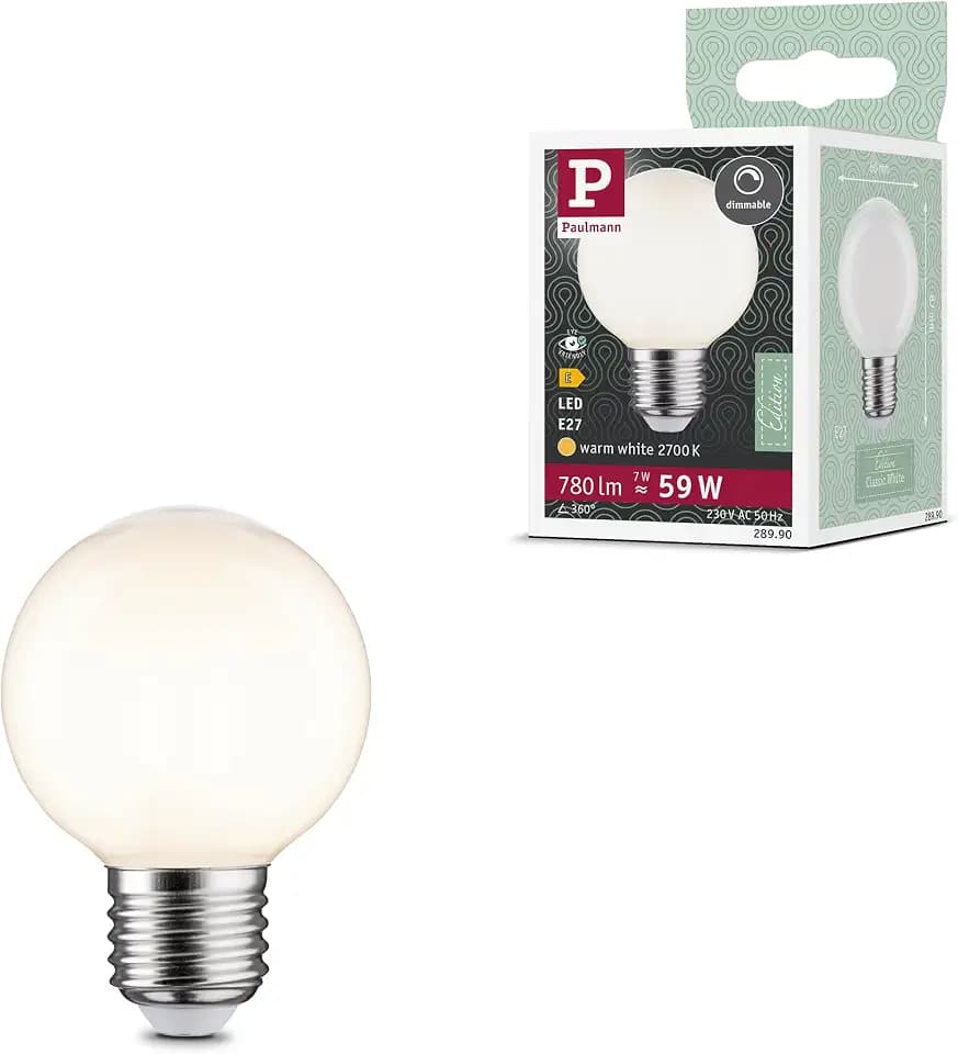 Paulmann 28990 Filament 230V LED Globe G60 E27 7W 230V 780lm dimmbar 60mm Opal Glas 2700K - Warmweiß Leuchtmittel