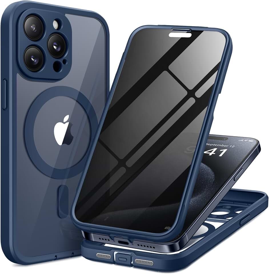 TIESZEN für iPhone 15 Pro Hülle, kompatibel mit MagSafe,Navy Blue