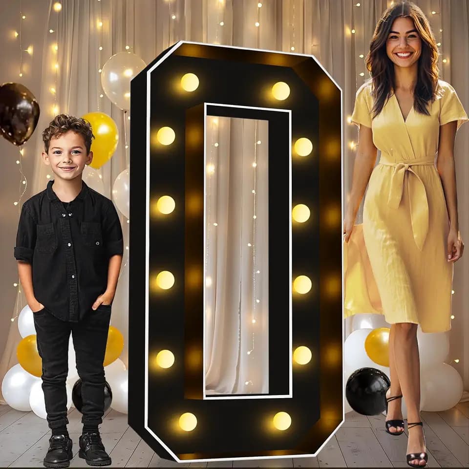 Pooqla 4FT Marquee Light Up Letters, Black Large Letter O Party Decorations