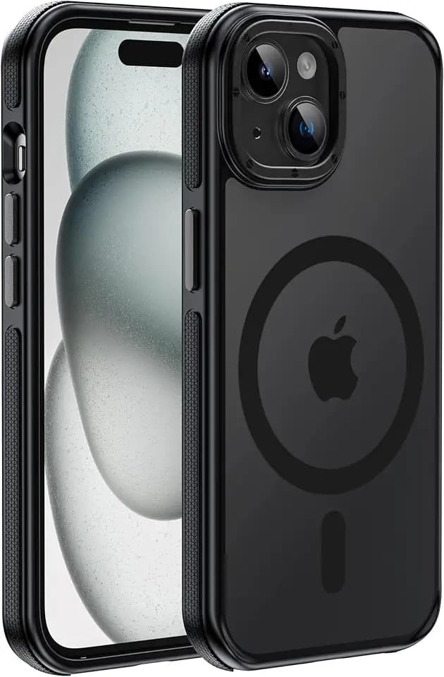 for iPhone 14 Case, Magnetic & Shockproof, Black Bumper