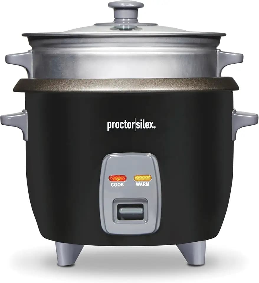 Proctor Silex Rice Cooker & Food Steamer, 6 Cups Cooked (3 Cups Uncooked)