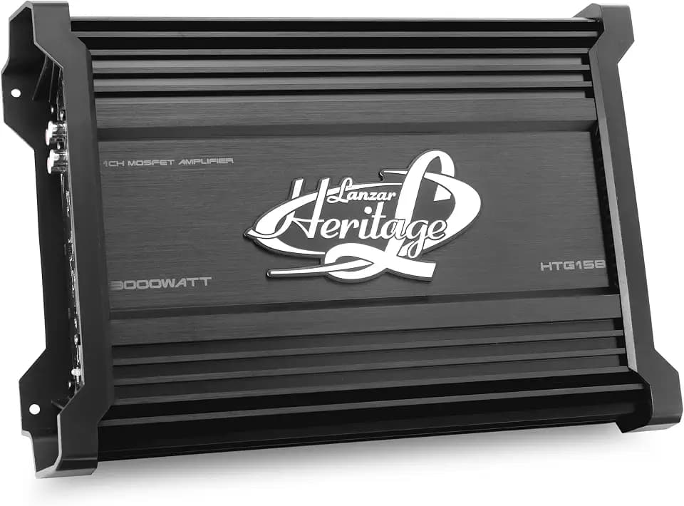Lanzar Amplifier Car Audio, Amplifier Monoblock, 1 Channel, 3,000 Watt, 2 Ohm, MOSFET, RCA Input, Bass Boost, Amplifier for Car Speakers, Crossover Network - HTG158.5