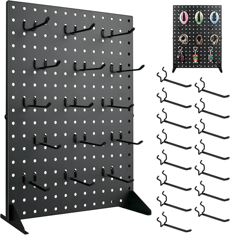 Metallständer mit 15 Haken für Stecktafel, Büro-Lochtafeln, Warendisplay für den Verkauf von Zubehör, Verkäufer und Veranstaltungen, Messen und Handwerksmessen