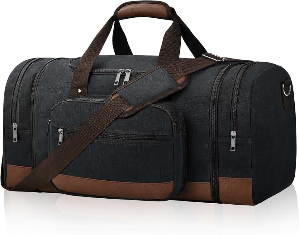Litvyak 60L Canvas Duffle Bag for Travel Weekend Gym Overnight Carry-on