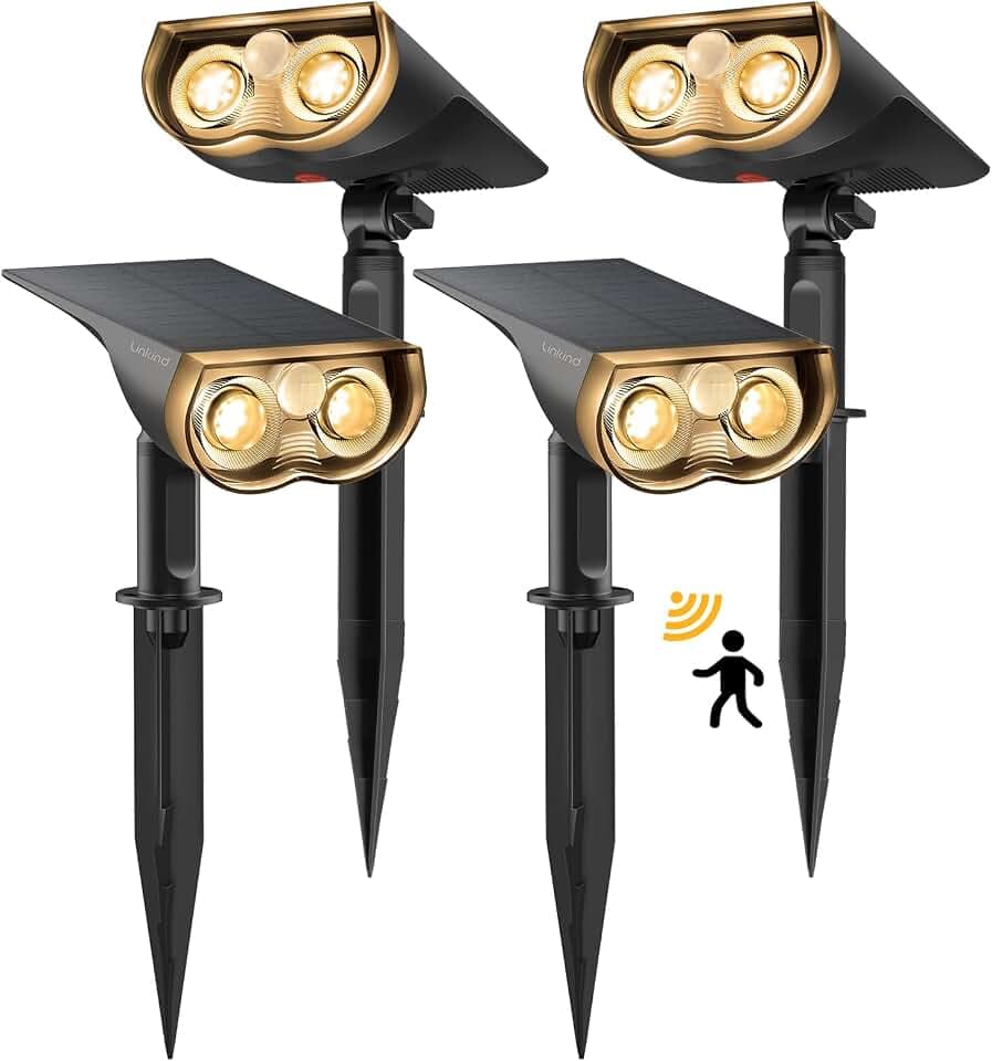 Linkind Solar Außenlampe Bewegungsmelder 4er, 1000LM Warmweiß