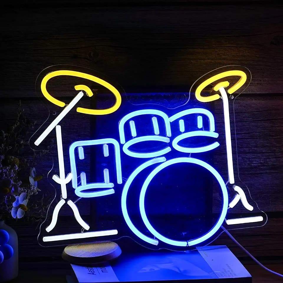 LISIGNVE Drum Kit Neon Sign LED Music Light for Musician Bedroom Wall Art