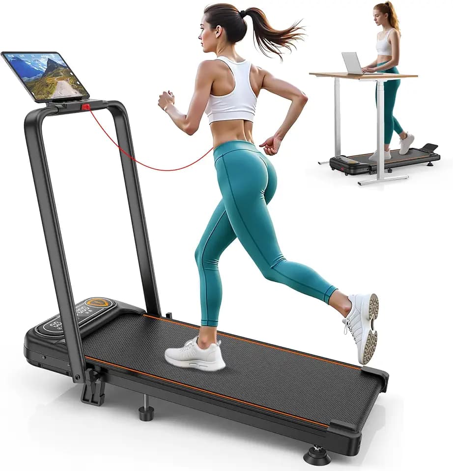 Walking Pad with 10% Incline, Upgrade 3.5HP Low Noise Treadmill with Handle Bar, Rayspace Portable Under Desk Treadmills for Home/Office, 350lbs Capacity, Remote Control & Transparent LED Display