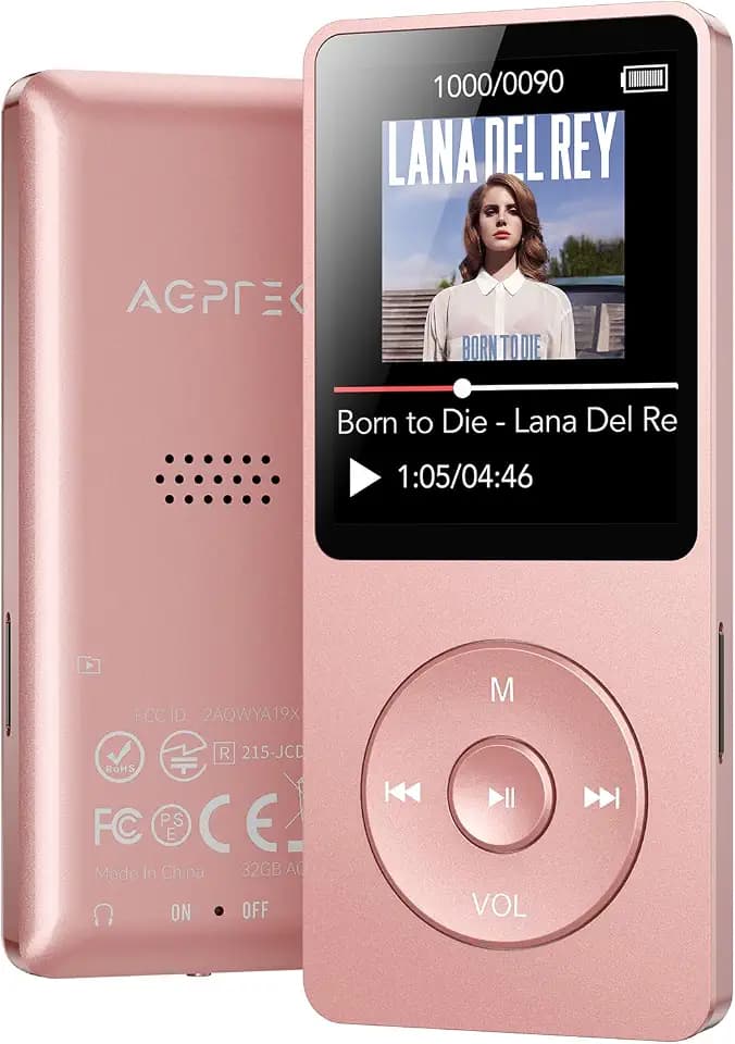 AGPTEK A02 MP3 Player with Bluetooth 5.3, 1.8'' 64GB Portable Music Player