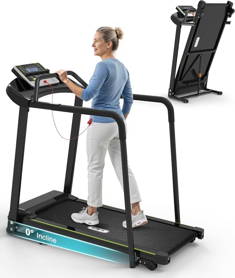 Redliro Treadmill for Seniors - 0.3mph Slow Start,Front & Long Handrails