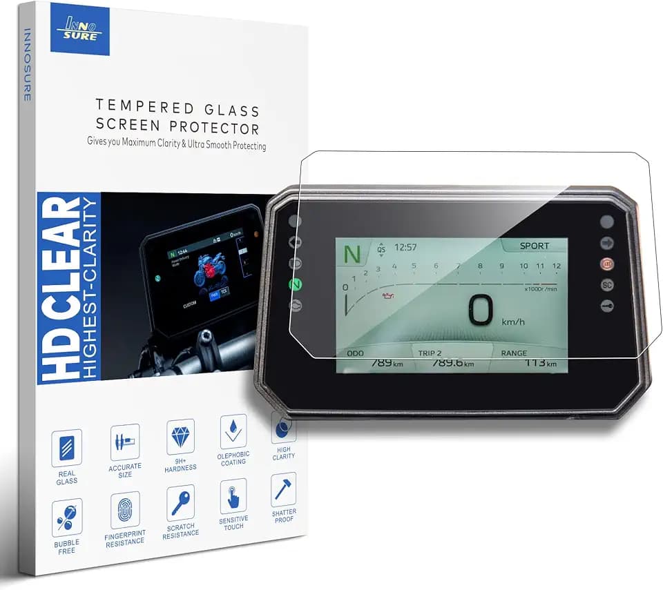 Tempered Glass Screen Protector for Yamaha YZF R9/MT-07/Tracer 7(GT) (2025+), MT-09(SP)/XSR 900 GP (2024+) Motorcycle Instrument 5" Screen 9H Anti Scratch/Fingerprint (HD Clear)