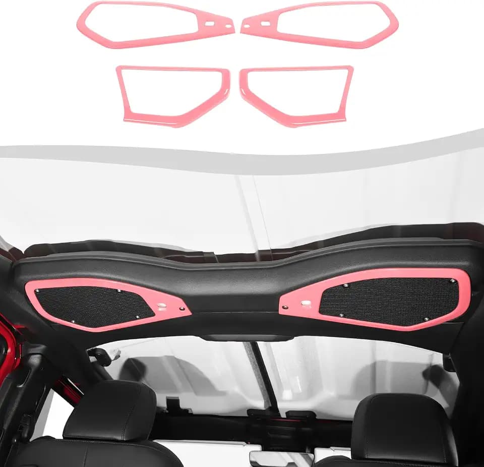 Roof Top & A Pillar Speaker Cover Trim Fit for 2024-2026 Jeep Wrangler JL JLU & Gladiator JT (Pink)