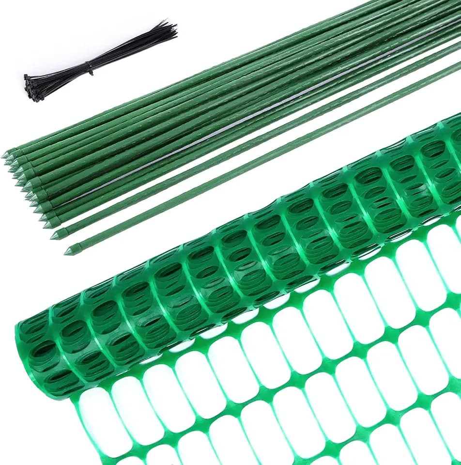 Ohuhu Begrenzungszaun Mobiler Zaun 30m lang 1m hoch mit 25 Pfähle Komplett-Set, Universal Begrenzungszaun, Hundezaun, Weidezaun, Zaun Garten & Hühnerzaun Gartennetz ideal für Garten, Haus, Hof