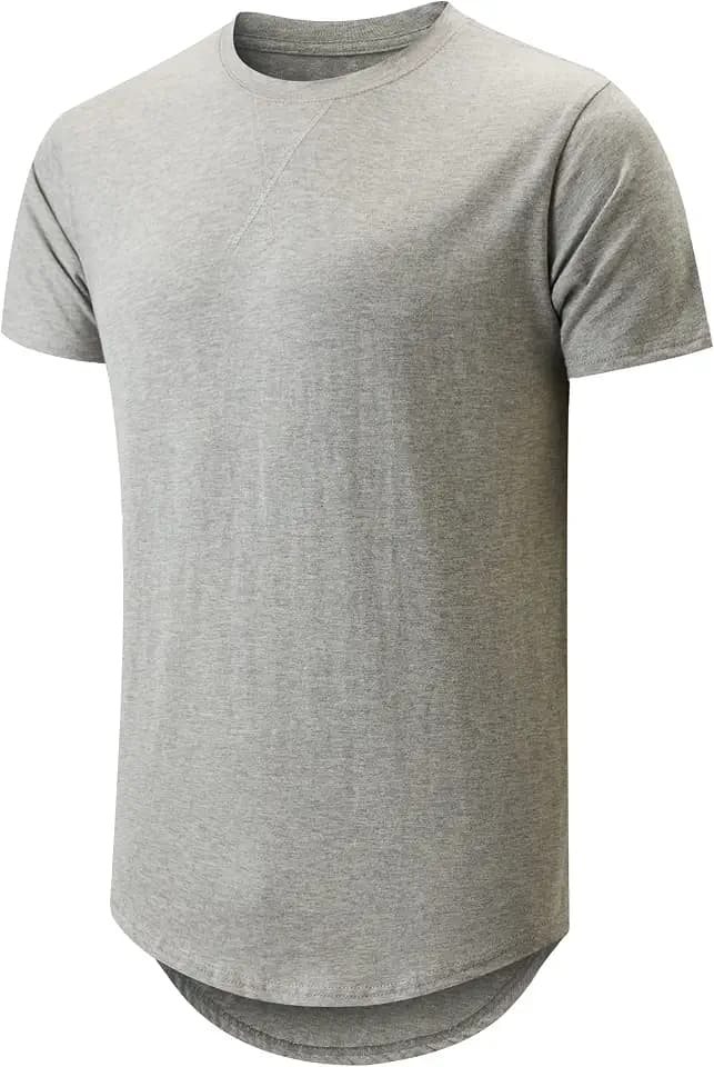 KLIEGOU Men's 100% Cotton Longline T-Shirt, Pre-Shrunk Soft