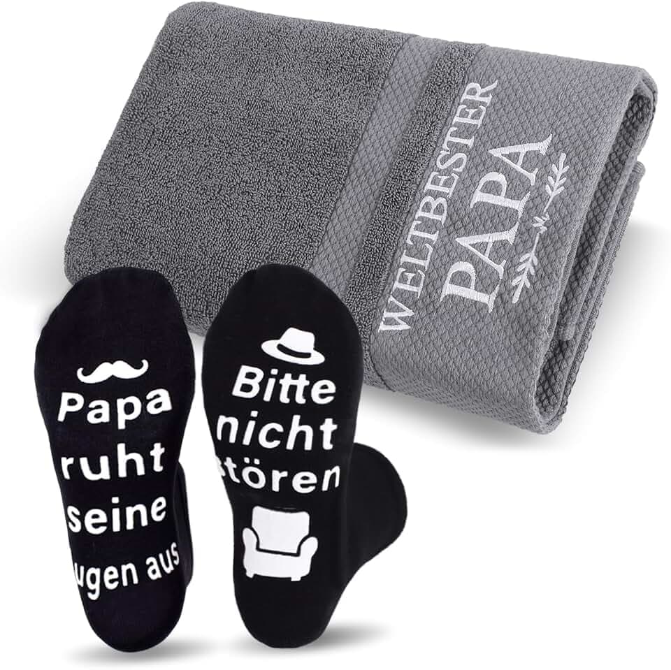 Weltbester Papa Bestickt Handtuch, Vatertagsgeschenk-Handtuch und Socken, Bestickt Handtücher 50x100, Vatertagsgeschenk von Tochter und Sohn, Bester Papa Geschenke Geburtstag ,Vatertag,Weihnachten