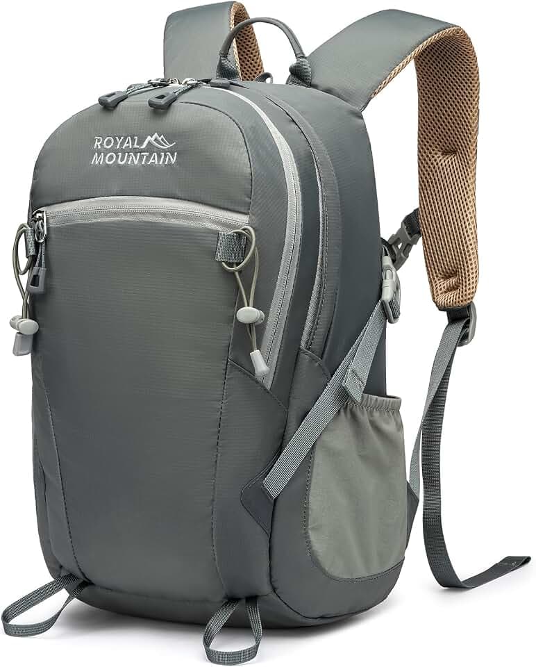 Hiking Backpack With Rain-cover, 30L Travel Backpacks For Women Men, Camping Daypack Backpacks Lightweight, Durable Hiking Backpack Fit For Camping, Daily Commuting, Short Trips (Grey)
