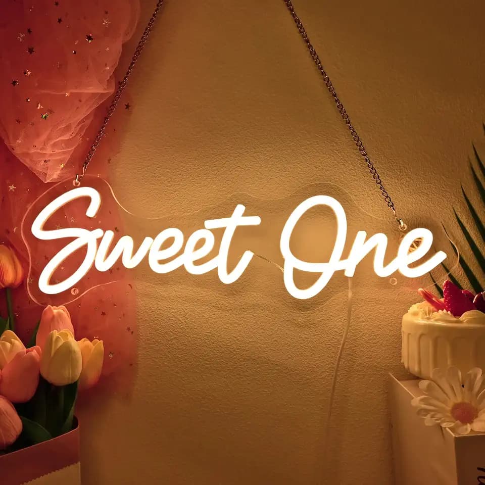 Britrio Sweet One Neon Sign Baby Shower Girl Boy 1st Birthday Party Decor