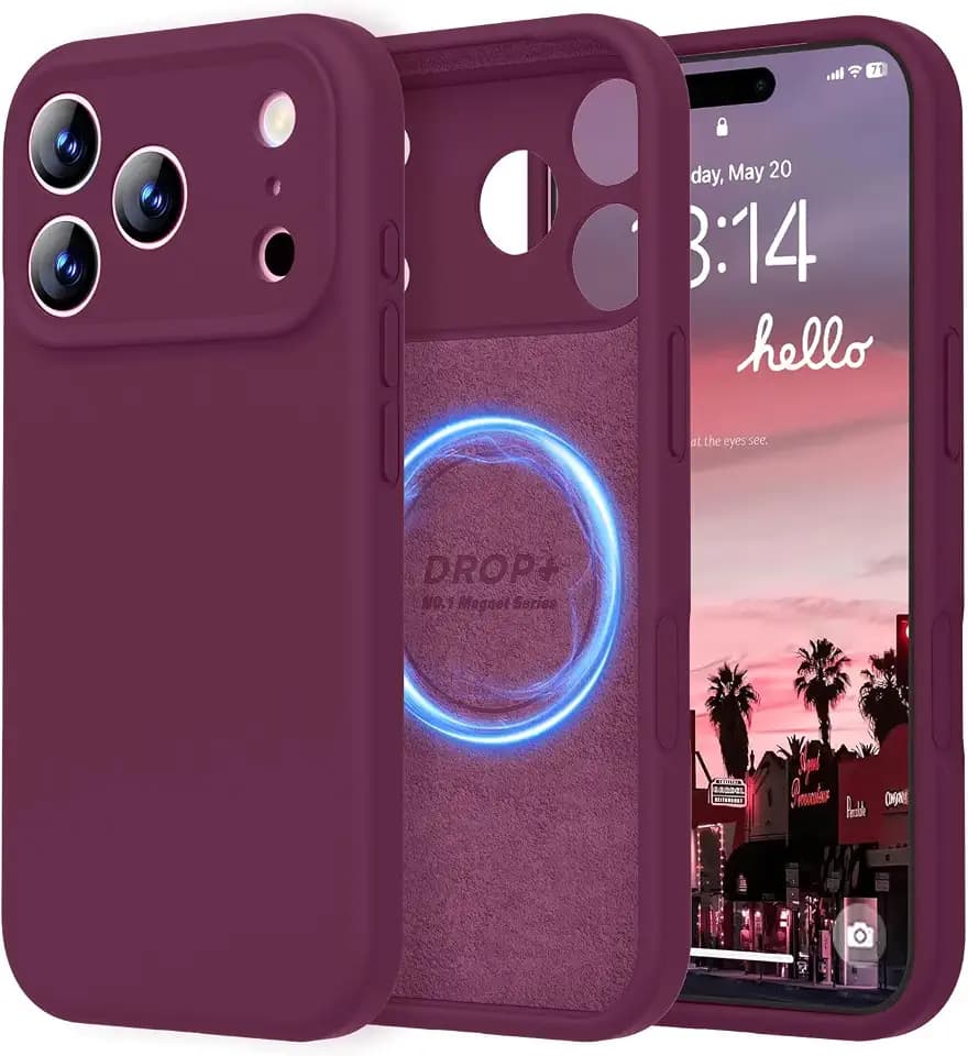 LOVE 3000 Magnetisch für iPhone 17 Pro Max Hülle Silikon, Weinrot