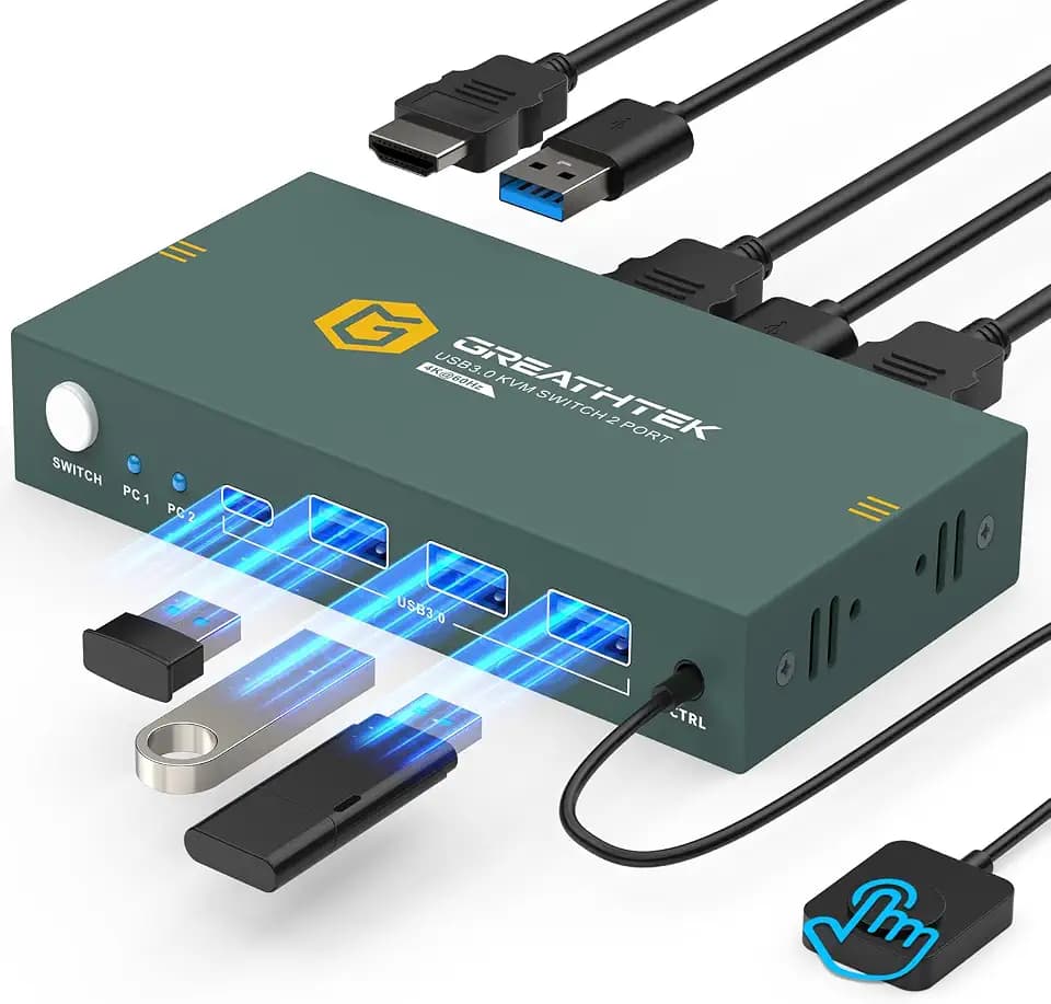 HDMI KVM Switch 1 Monitor 2 Computers 4K@60HZ 2 Port KVM Switcher