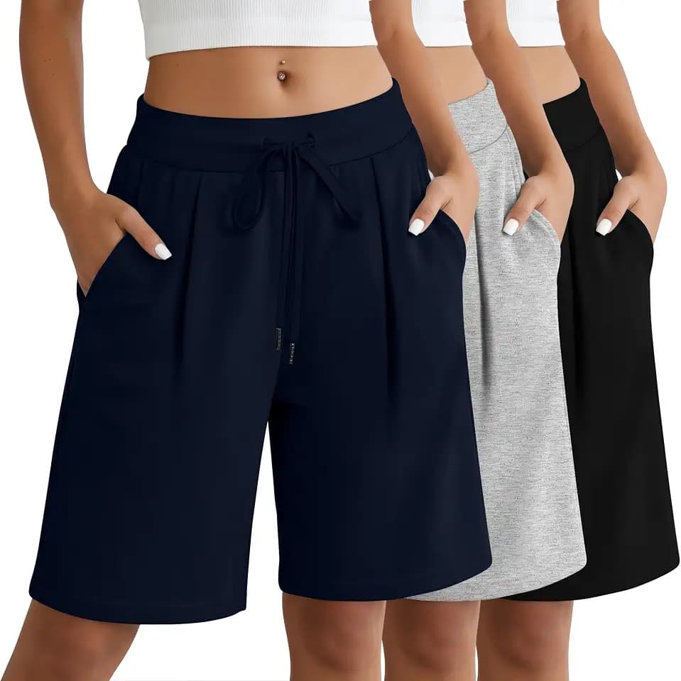 Locoowai 3 Pack Women's Drawstring Bermuda Shorts