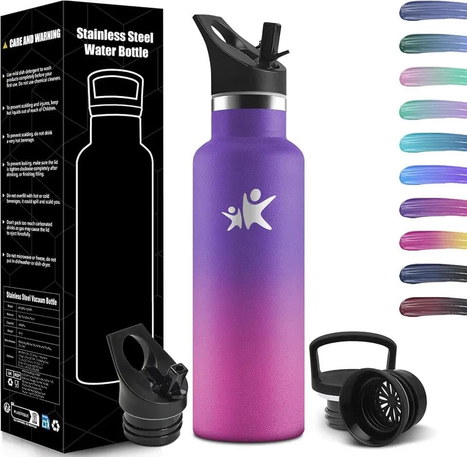 Honeyholly Trinkflasche Edelstahl, 750ML BPA-Frei, Thermosflasche, Auslaufsichere Isolierflasche Doppelwandig, Wasserflasche, Trinkflasche mit Strohhalm, Water Bottle Für Sport, Wandern, Büro