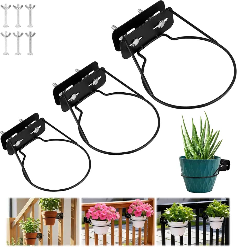 3PCS Railing Plant Holder Adjustable Balcony Plant Holder for Porch