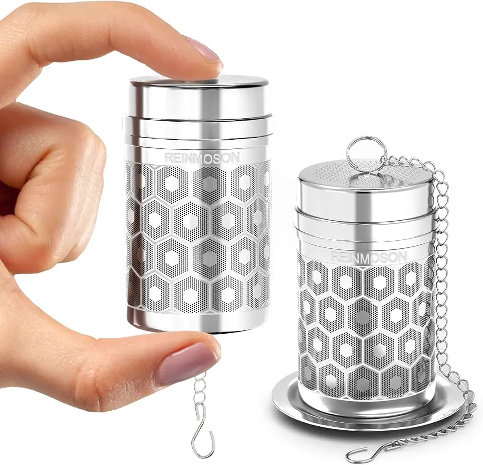 Reinmoson 2er-Pack Mini Edelstahl Teesieb für losen Tee 3 x 5,6 cm Tee Sieb